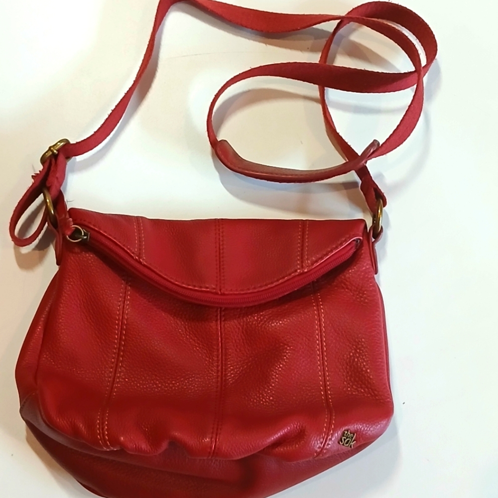 The Sak Elegant Red Leather Shoulder Bag Euc